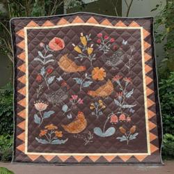 Lovely Chickens Quilt Blanket Hn66  Quilt and Home Decor