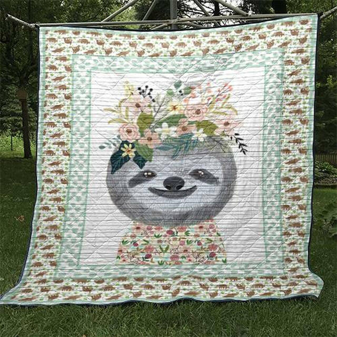Lovely Sloth Quilt Blanket Vq06 Quilt and Home Decor