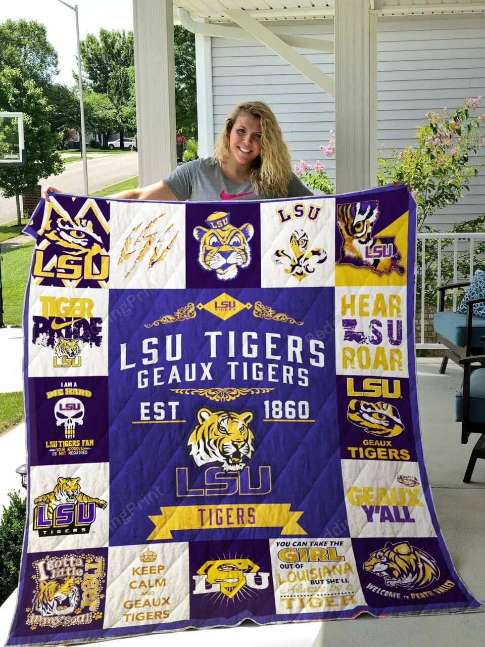 Lsu Tigers Quilt Blanket 01 and Home Decor