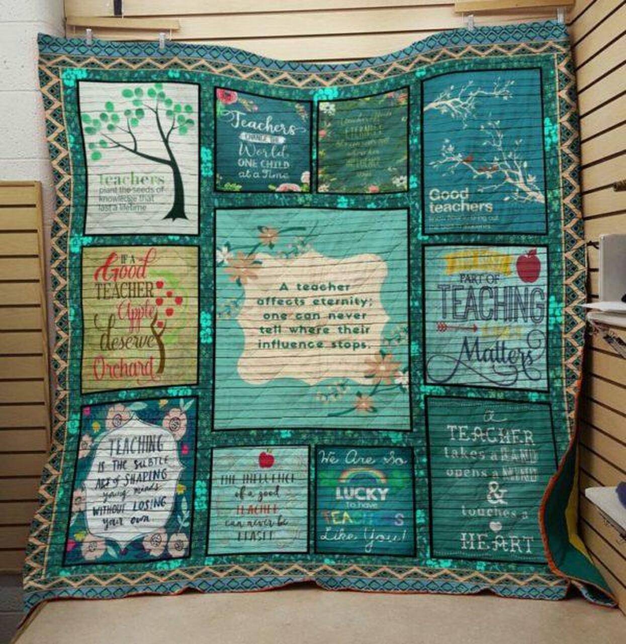 Lucky Teacher Quilt Blanket Quilt and Home Decor