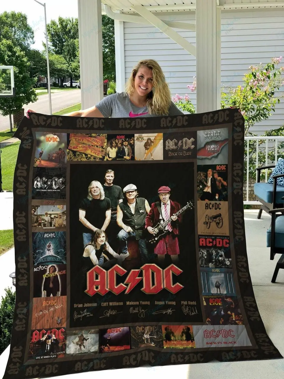 M Acdc Quilt Blanket Ver 2 and Home Decor