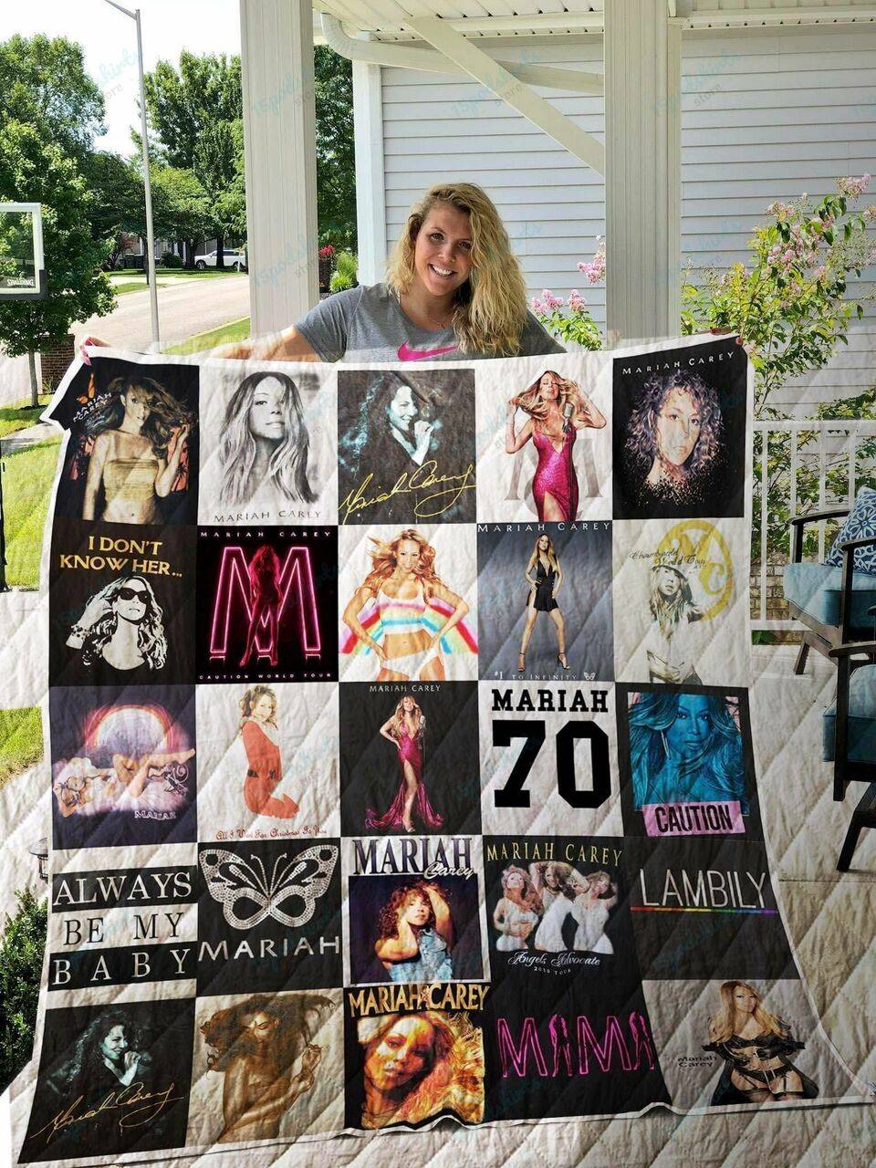 M Mariah Carey T Shirt Quilt Blanket For Fans and Home Decor