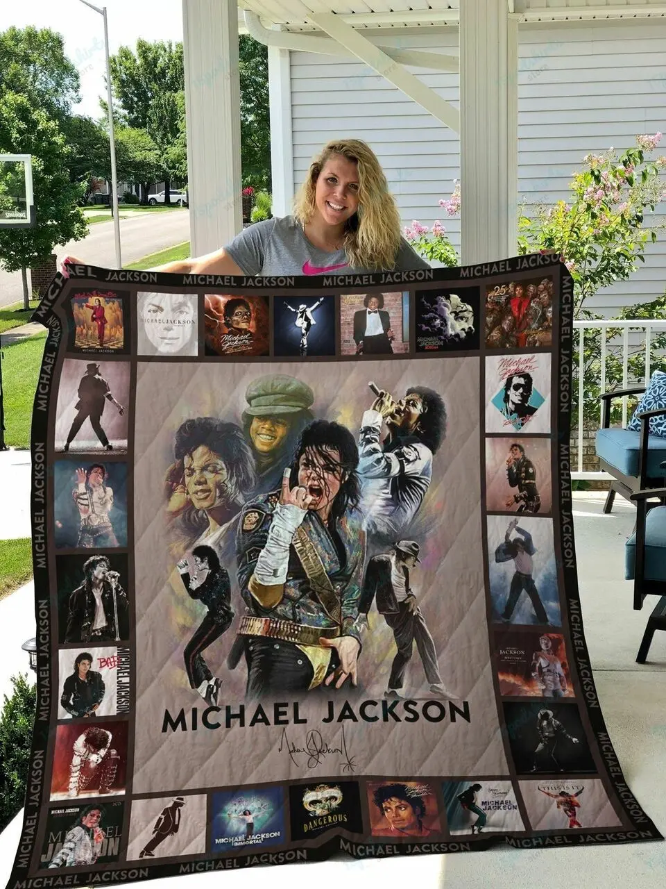 M Michael Jackson Quilt Blanket and Home Decor