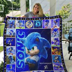 M Sonic The Hedgehog Quilt Blanket Ver 2 and Home Decor