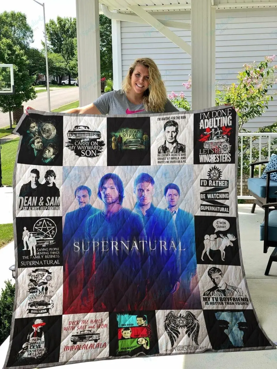 M Supernatural T Shirts Quilt Blanket 02 and Home Decor