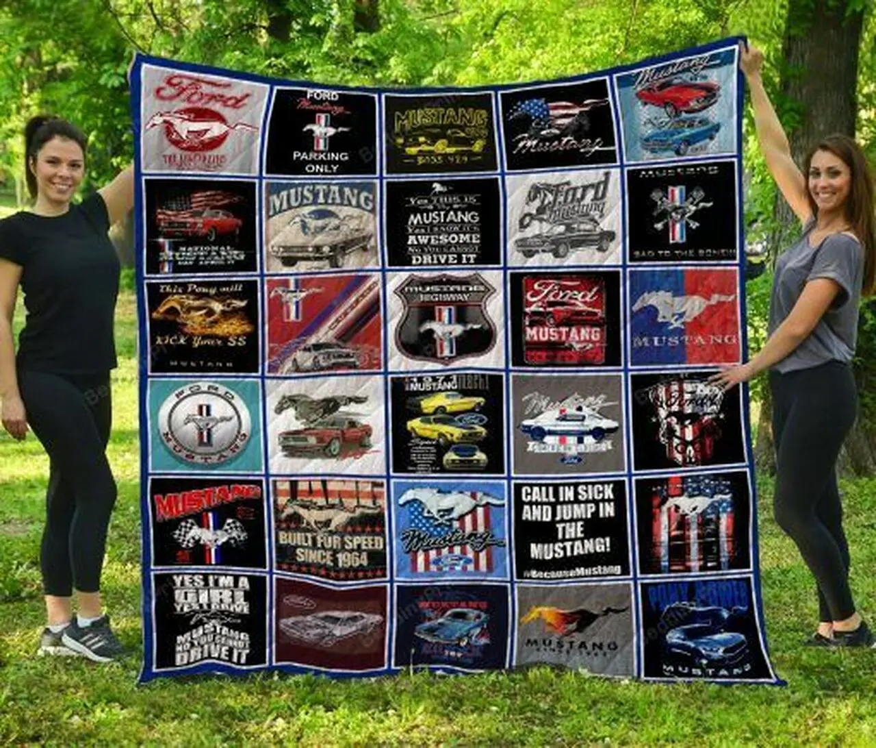 M-U-S-T-A-N-G Quilt Blanket and Home Decor