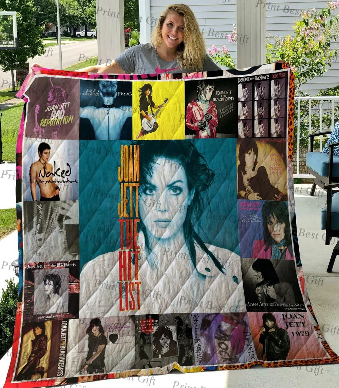 M310749 Joan Jett2 Quilt Blanket Quilt and Home Decor