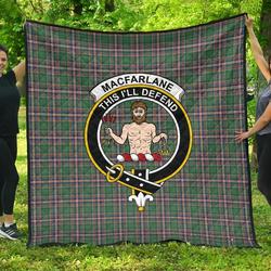 Macfarlane Hunting Ancient Tartan Clan Badge Quilt Dfs and Home Decor