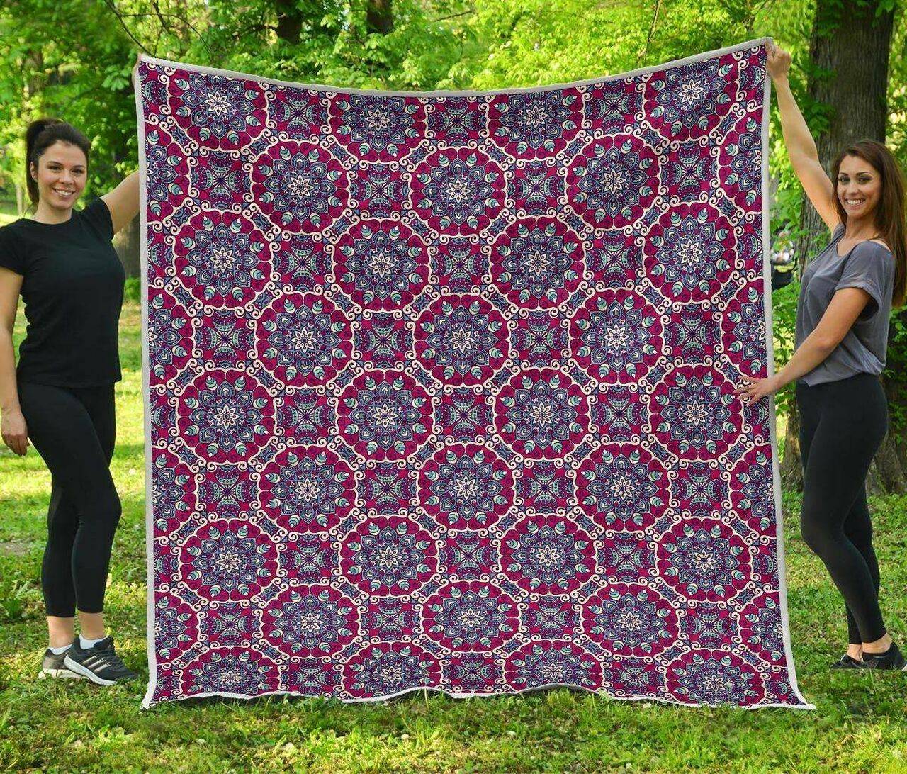Magenta Mandala Bohemian Cl17100366Mdq Quilt Blanket and Home Decor