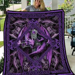 Magic Purple Dragon Purple Black Quilt Blanket Great Customized Blanket Gifts For Birthday Christmas Thanksgiving and Home Decor