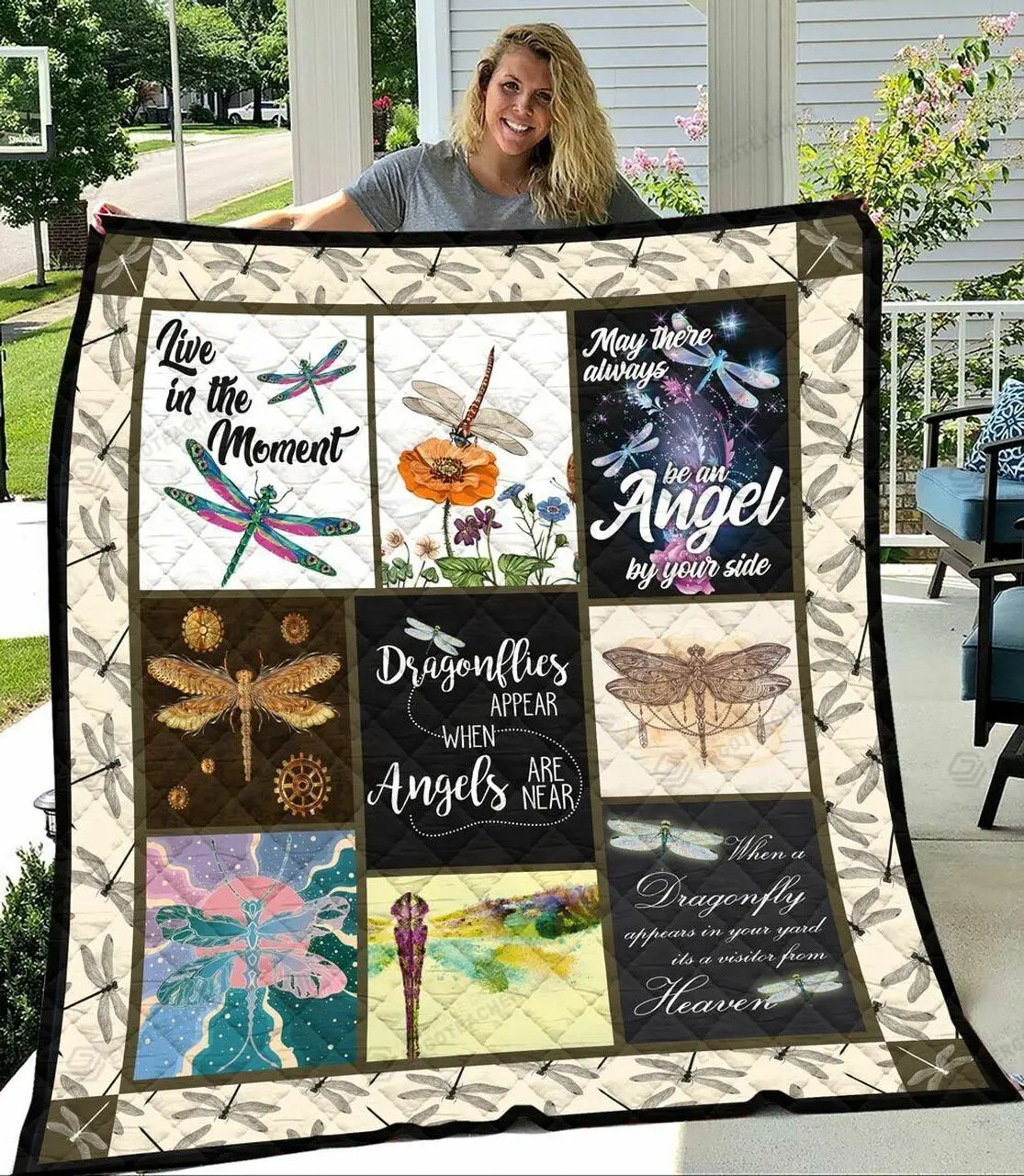 Magical Dragonfly Dragonflies Appear When Angels Are Near Quilt Blanket Great Customized Blanket Gifts For Birthday Christmas Thanksgiving and Home Decor