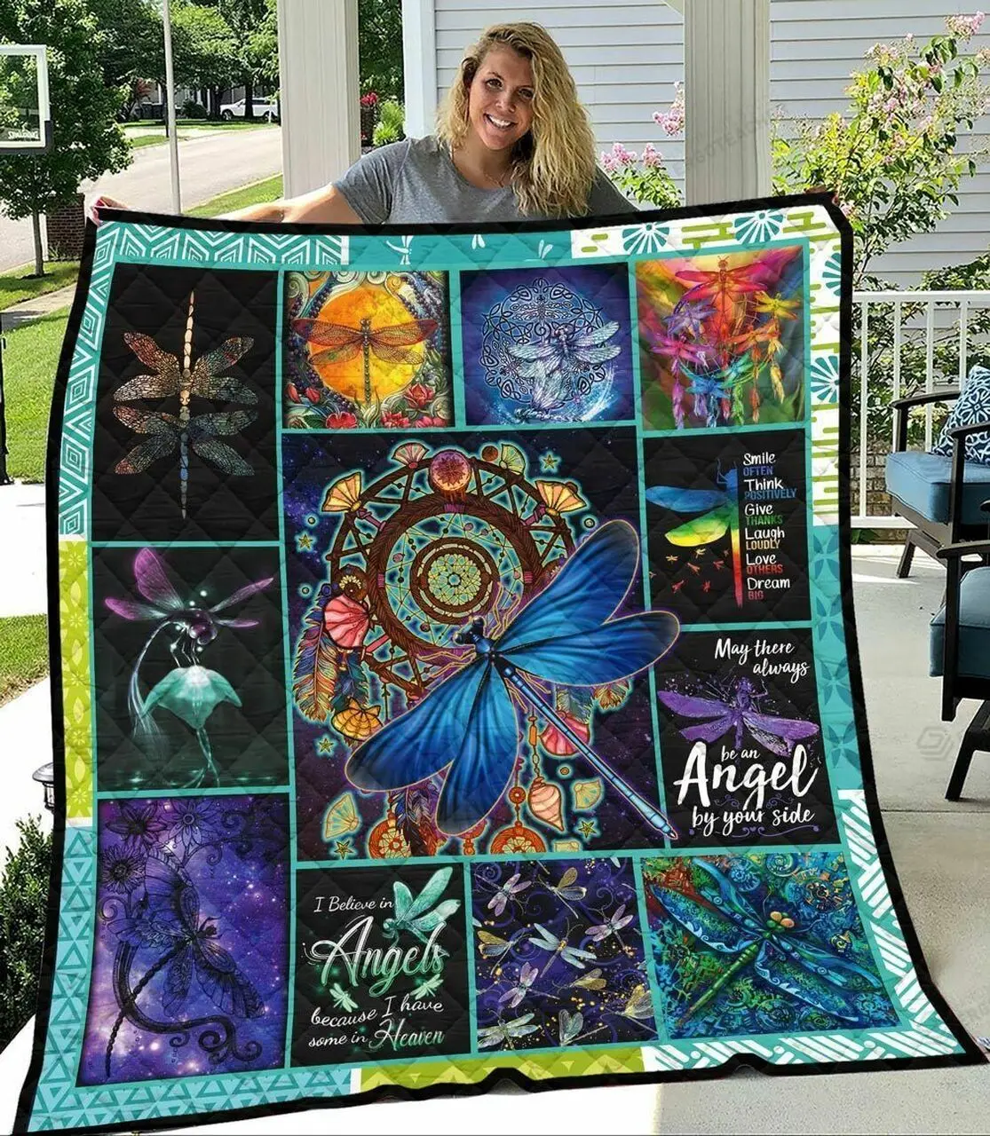 Magical Dreamcatcher Dragonfly Be An Angel Quilt Blanket Great Customized Blanket Gifts For Birthday Christmas Thanksgiving and Home Decor