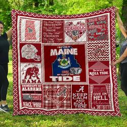Maine Alabama Crimson Tide Maine Quilt Blanket and Home Decor