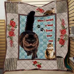 Maine Coon Cat I Found Your Paw Quilt Blanket Great Customized Gifts For Birthday Christmas Thanksgiving and Home Decor