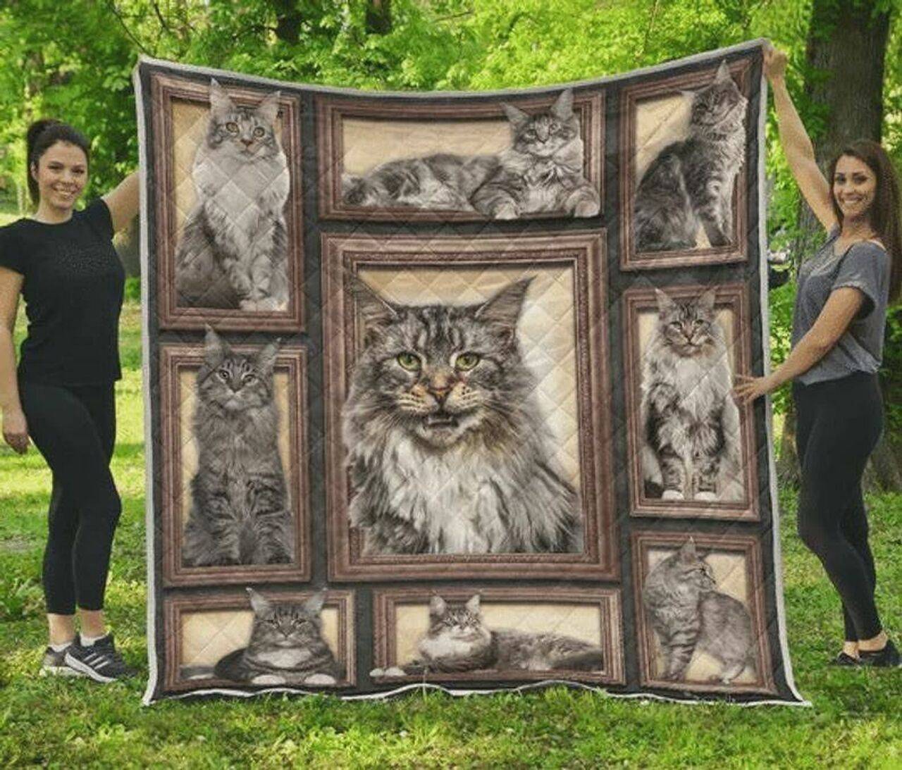 Maine Coon Cat Quilt Blanket Gift For Birthday Christmas Thanksgiving and Home Decor