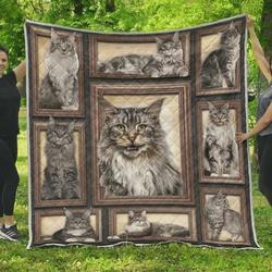 Maine Coon Cat Quilt Blanket Gift For Birthday Christmas Thanksgiving and Home Decor