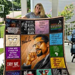 Malcolm X Quilt Blanket 01 and Home Decor