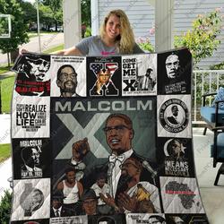 Malcolm X Quilt Blanket For Fans and Home Decor