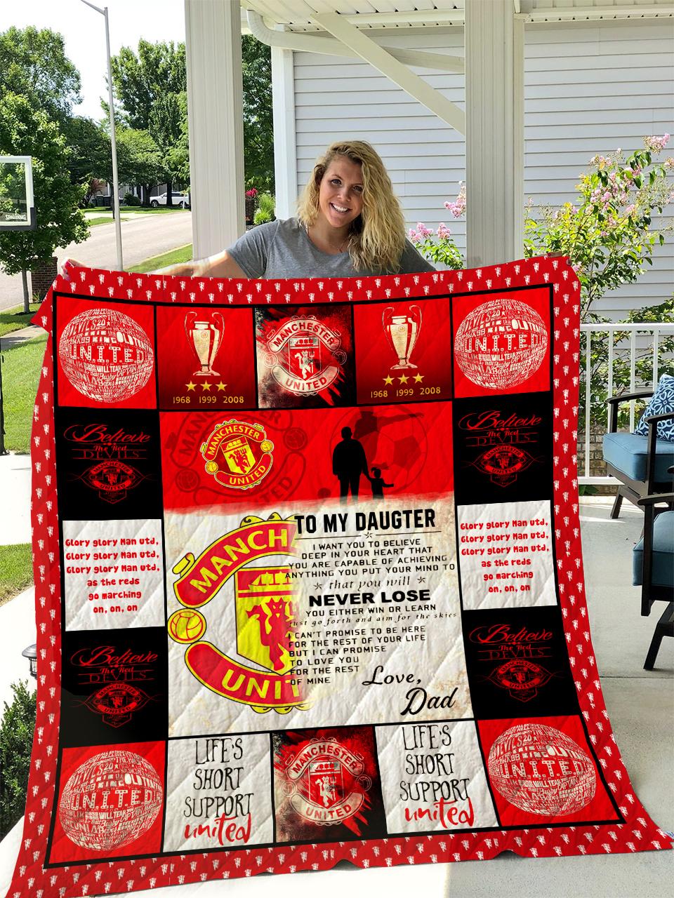 Manchester United - To My Daughter - Love Dad Quilt and Home Decor