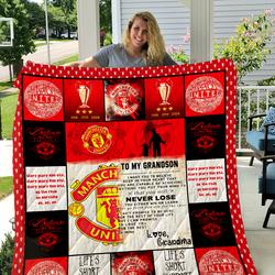 Manchester United - To My Grandson - Love Grandmom Quilt and Home Decor