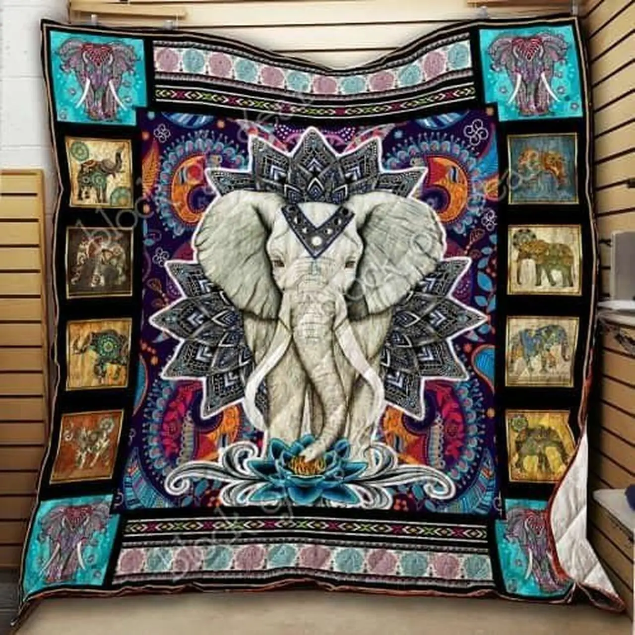 Mandala Elephant Hur Quilt be and Home Decor