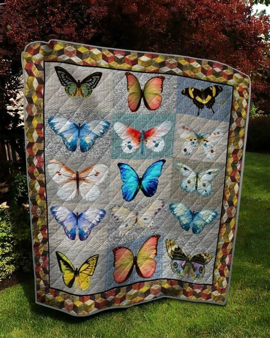 Many Beautiful Butterflies Quilt Blanket Quilt and Home Decor