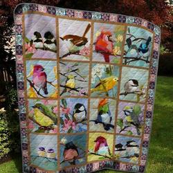 Many Birds On Tree Quilt Blanket  Quilt and Home Decor