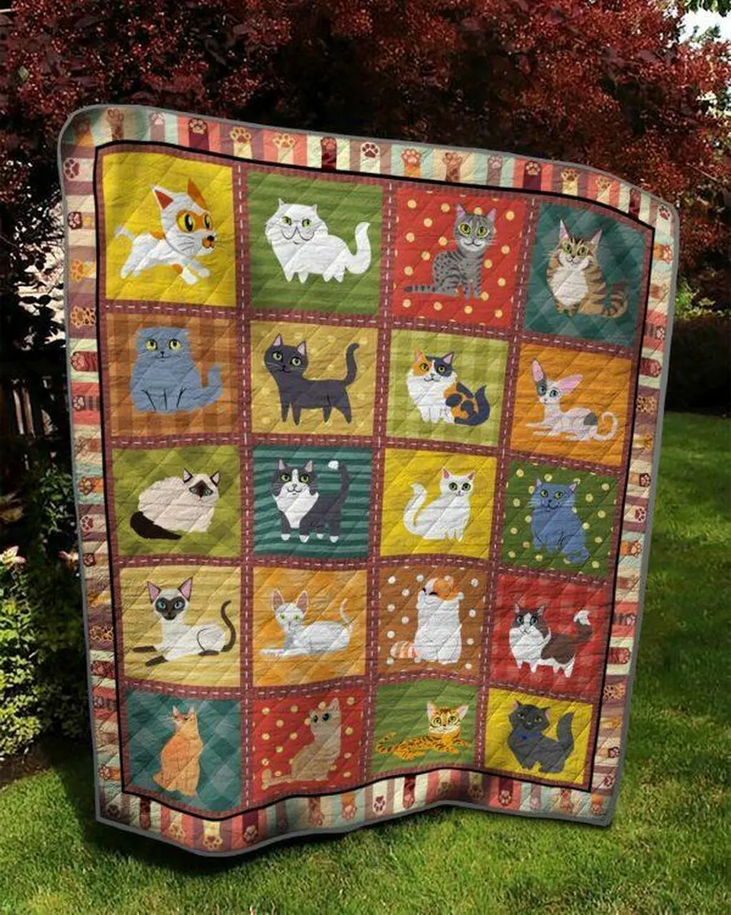 Many Cat Look At Something Quilt Blanket Quilt and Home Decor