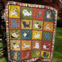 Many Cat Look At Something Quilt Blanket  Quilt and Home Decor
