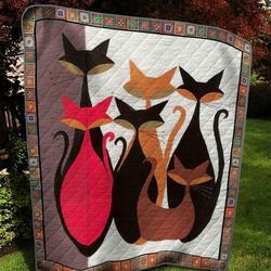 Many Cats Vase Quilt Blanket  Quilt and Home Decor