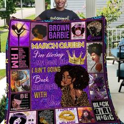 March Girl Black Queen Quilt Blanket Quilt and Home Decor