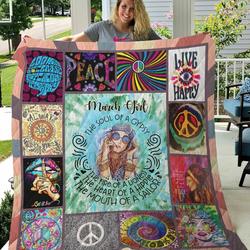 March Girl The Soul Of A Gypsy The Heart Of A Hippie Quilt Blanket Great Customized Blanket Gifts For Birthday Christmas Thanksgiving and Home Decor