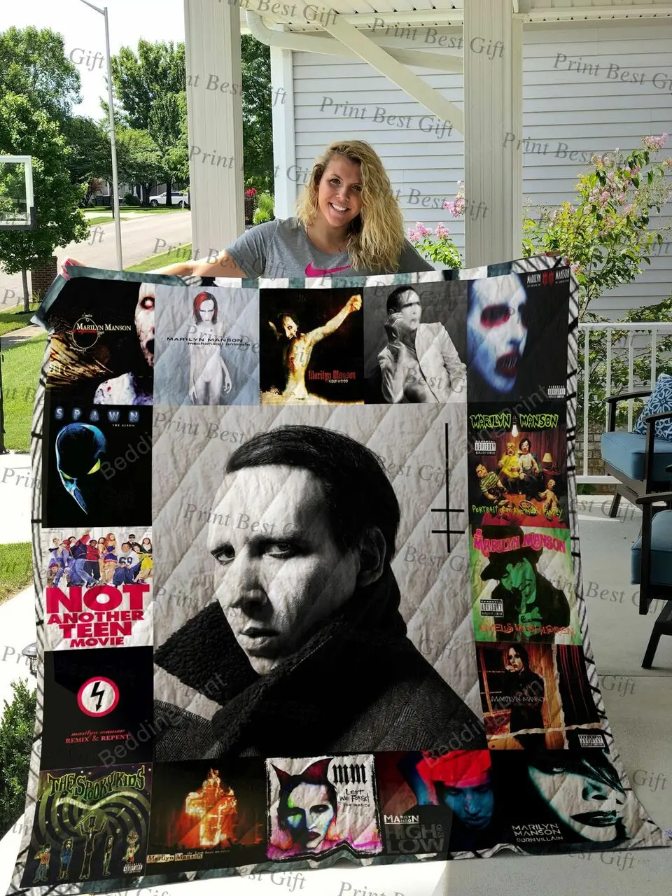 Marilyn Manson Albums Cover Poster Quilt Blanket and Home Decor