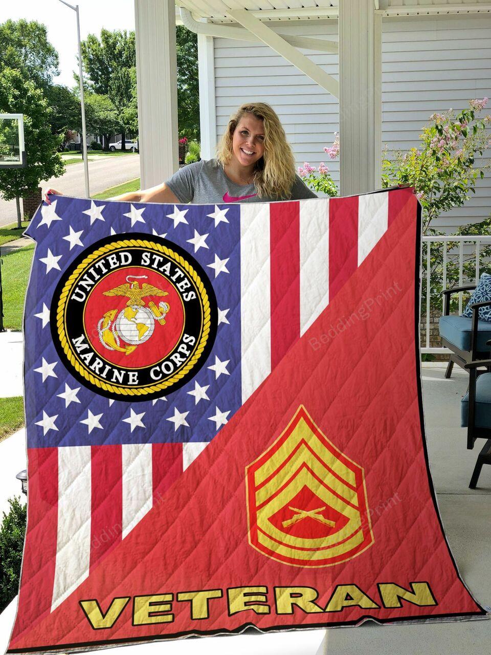 Marine Rank Quilt Blanket and Home Decor