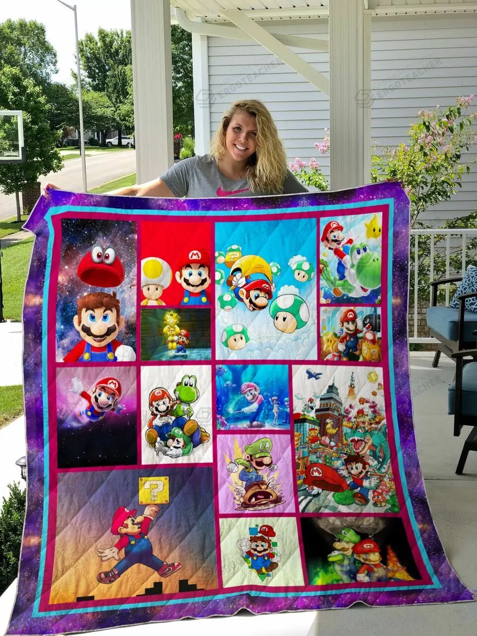 Mario Quilt Blanket 01 and Home Decor