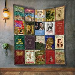 Mark Twain Books Quilt Blanket and Home Decor