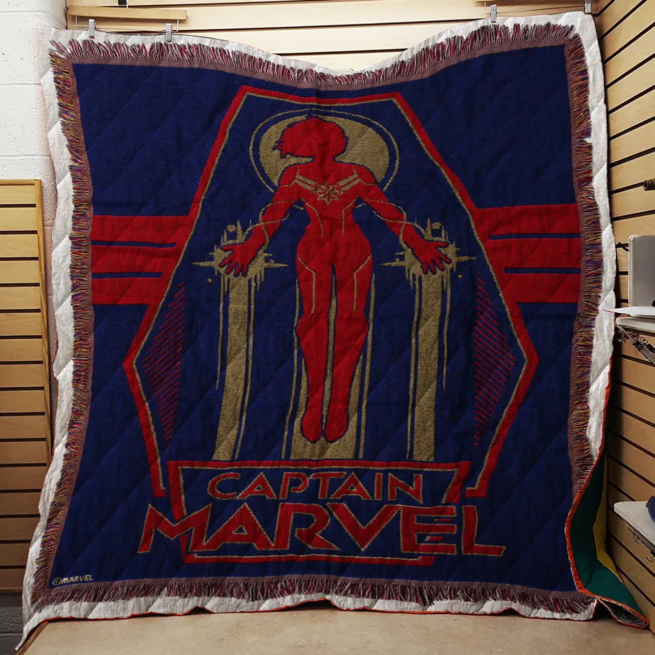 Marvel Captain Marvel Silhouette Tapestry Throw Quilt and Home Decor