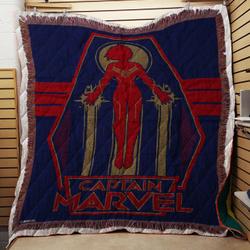 Marvel Captain Marvel Silhouette Tapestry Throw Quilt and Home Decor