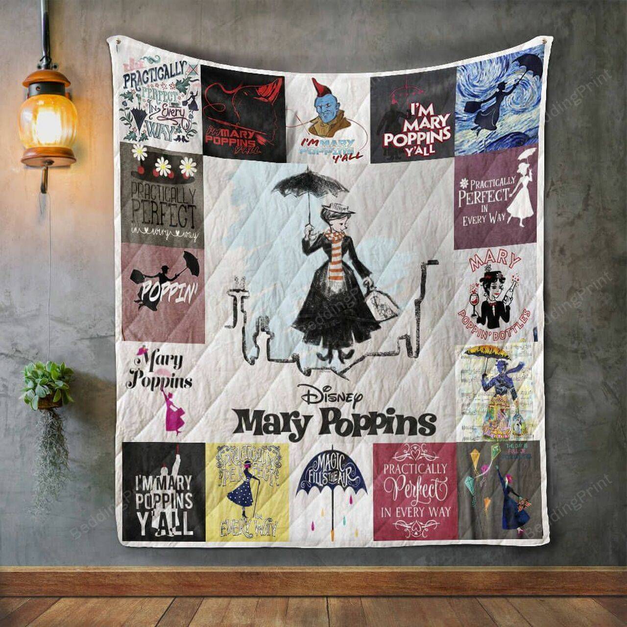 Mary Poppins T-Shirt Quilt Blanket and Home Decor