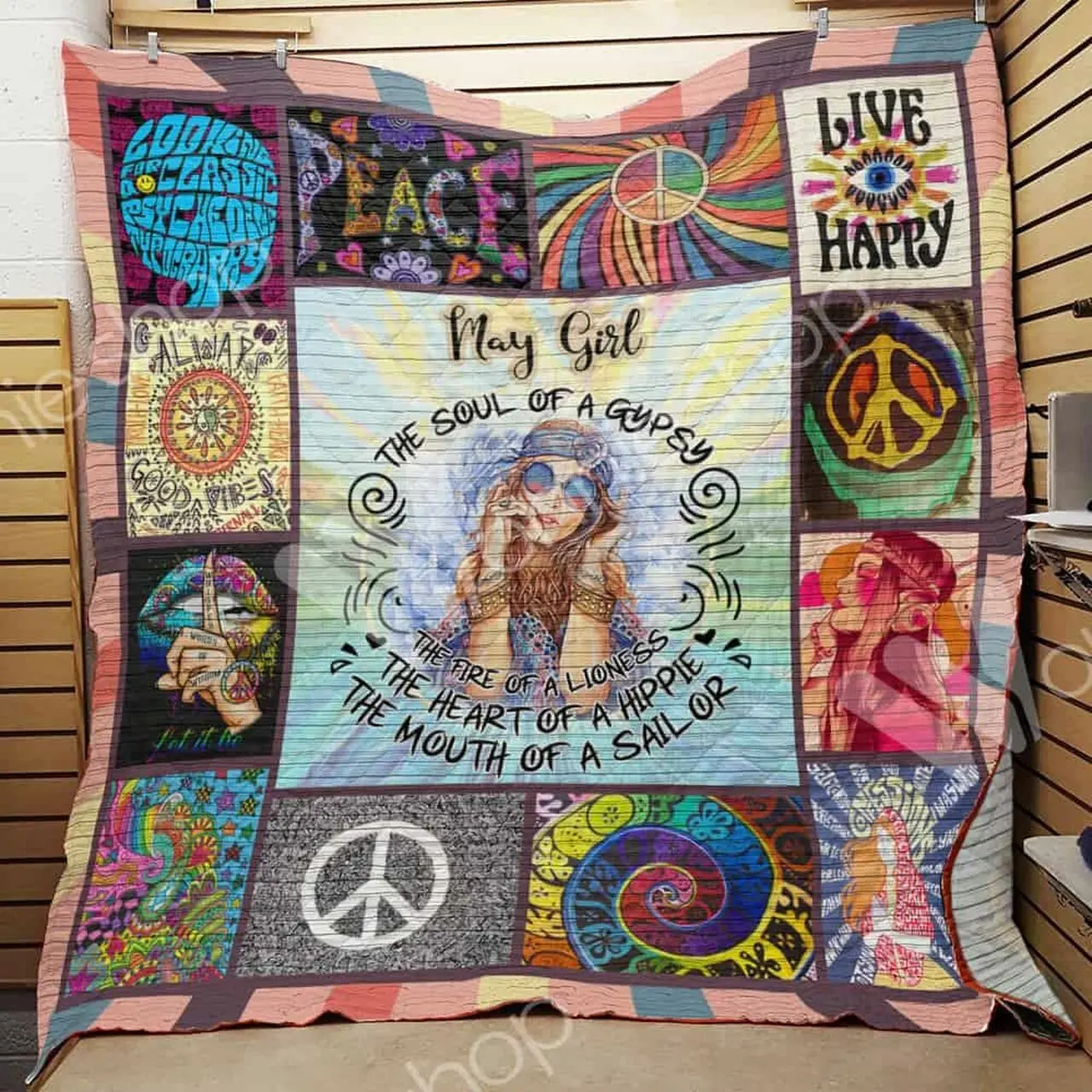 May Hippie Girl Quilt Blanket Dhc0302912Td and Home Decor