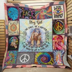 May Hippie Girl Quilt Blanket Dhc0302912Td and Home Decor