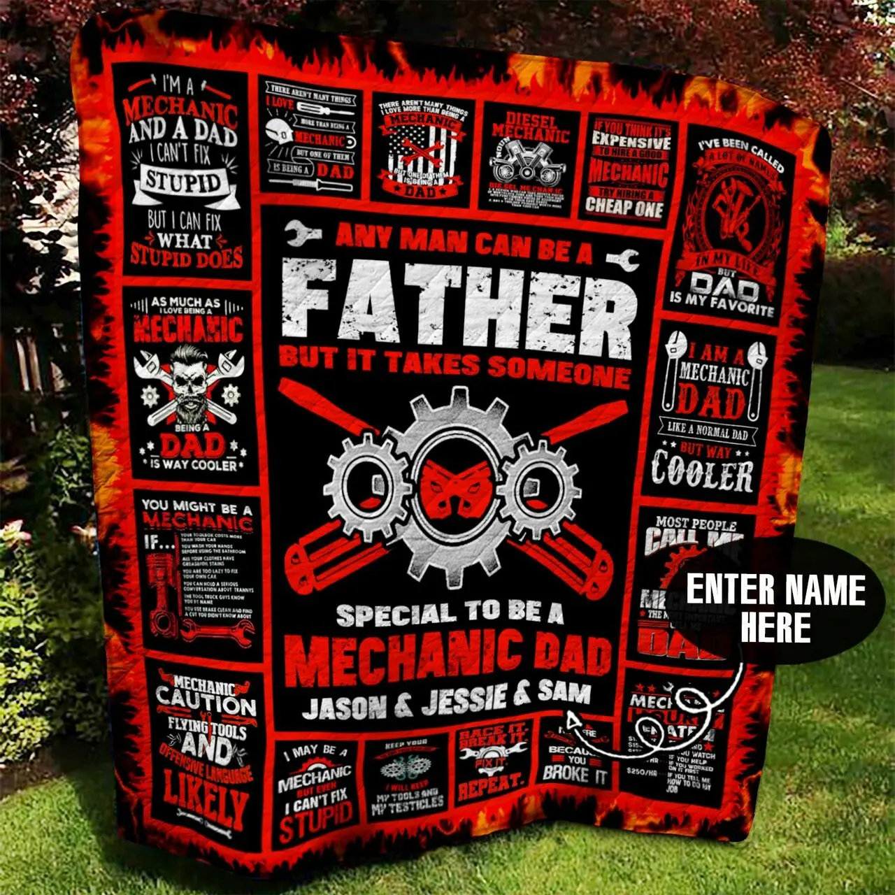 Mechanic Dad Personalized Quilt Blanket Bbb080624Sm and Home Decor