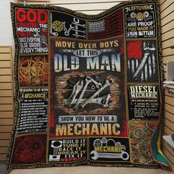 Mechanic Move Over Boys Let This Old Man Quilt Blanket Great Customized Quilt Blanket Gifts For Birthday Christmas Thanksgiving and Home Decor