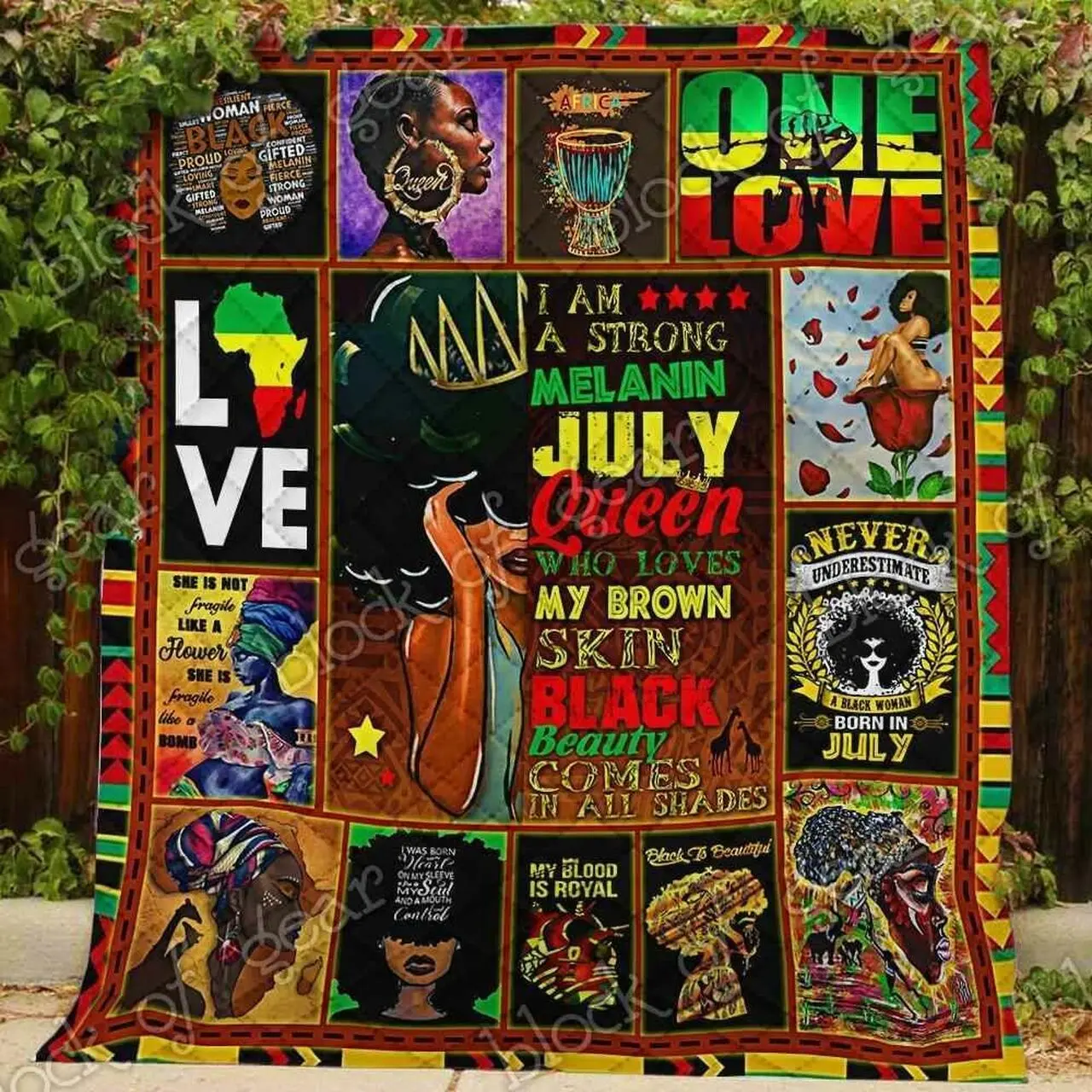 Melanin July Queen Blanket Kc1307 Quilt and Home Decor