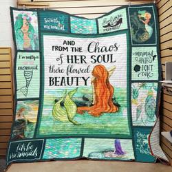 Mermaid And From The Chaos Of Her Soul There Flowed Beauty Quilt Blanket Great Customized Blanket Gifts For Birthday Christmas Thanksgiving and Home Decor
