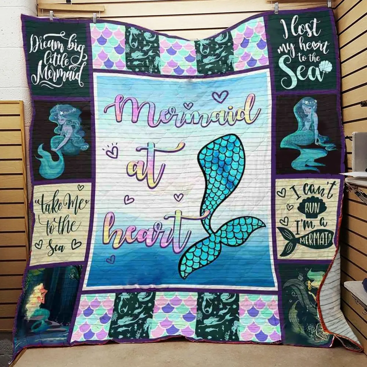 Mermaid At Heart Quilt Blanket Great Customized Blanket Gifts For Birthday Christmas Thanksgiving and Home Decor