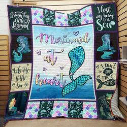 Mermaid At Heart Quilt Blanket Great Customized Blanket Gifts For Birthday Christmas Thanksgiving and Home Decor