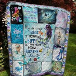 Mermaid I Could Breathe Underwater Quilt Blanket Great Customized Blanket Gifts For Birthday Christmas Thanksgiving and Home Decor