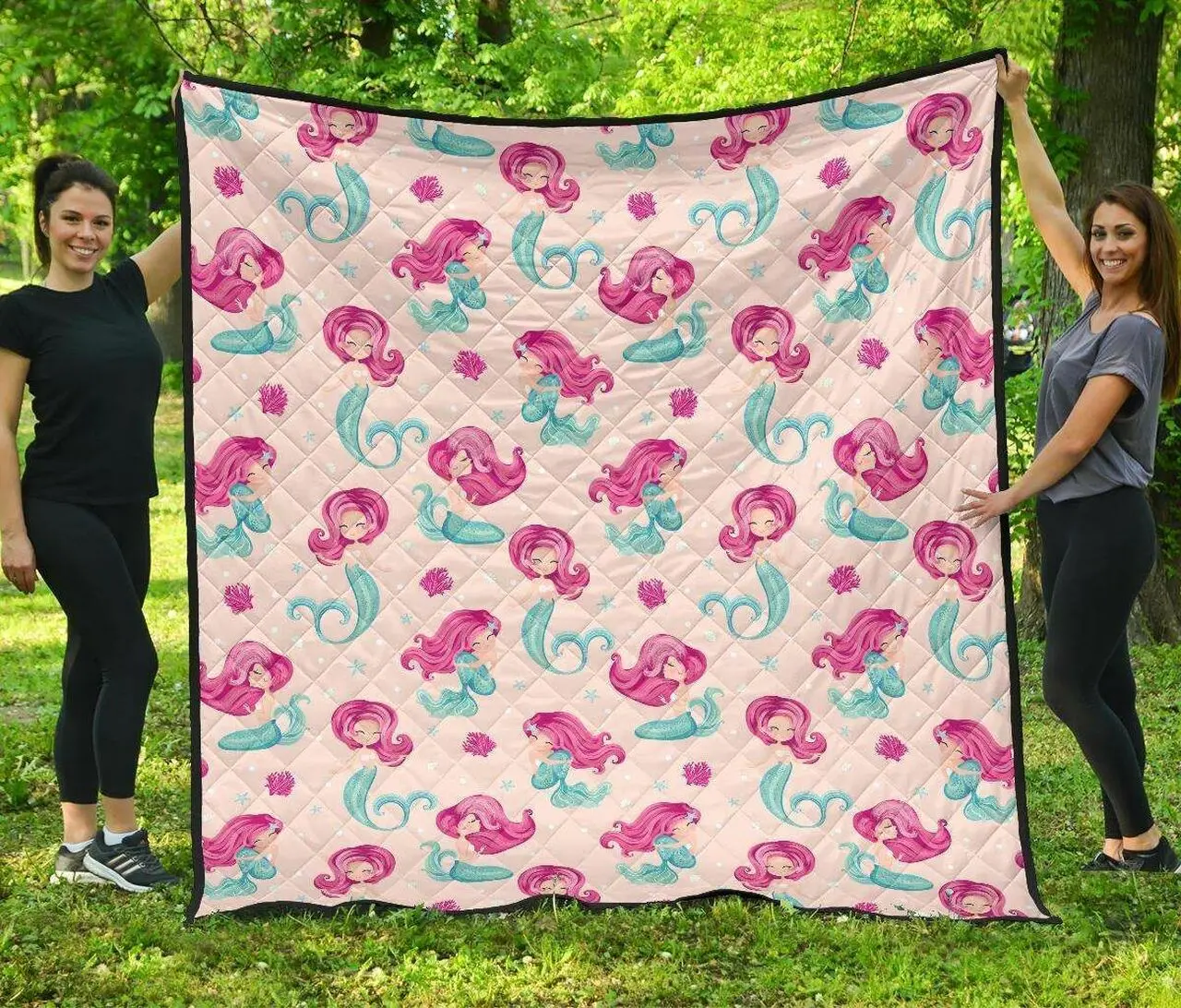 Mermaid Pink CL12100442MDQ Quilt Blanket and Home Decor