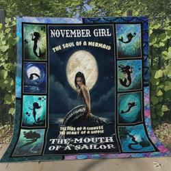 Mermaid The Fire Of A Lioness The Heart Of Hippie Quilt Blanket Great Customized Blanket Gifts For Birthday Christmas Thanksgiving Perfect Gifts For Mermaid Lovers and Home Decor